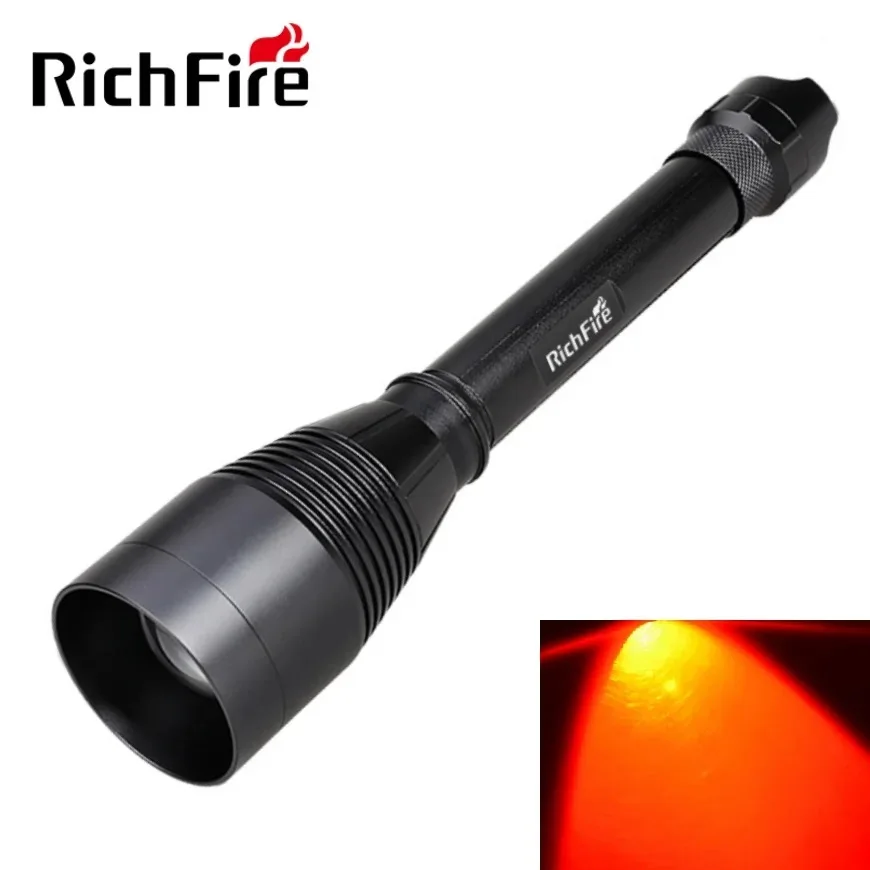 New Richfire Zooming Hunting LED Flashlight Red/Green 800LM Torch Light by 18650 Battery for Camping,Hiking,Self Defense