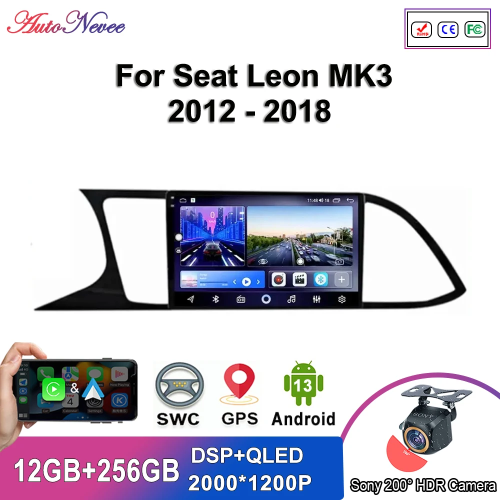 

Android 13 Car Radio Multimedia Player for Seat Leon MK3 2012 - 2018 Auto GPS Navigation No 2din DVD QLED Screen Dash Cam 7862