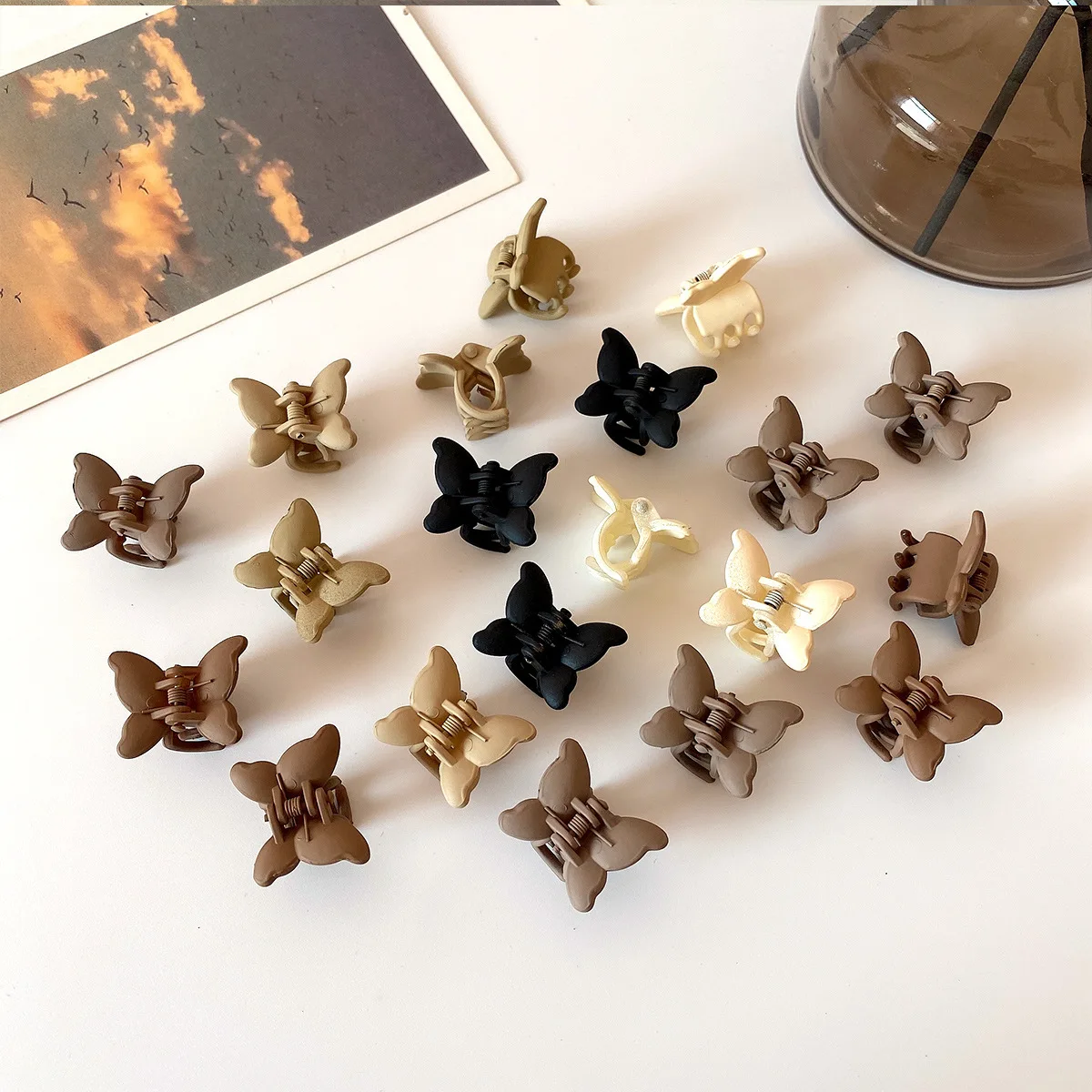 20/10Pcs Small Brown color mix Matte Hair Claw Clips Girls Fllower Rectange Semicircle Hair Clips Hair Accessories for Women