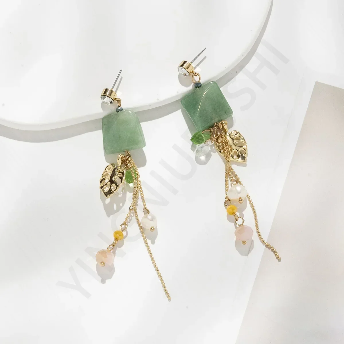 Gentle Temperament Jade Green Drop Earring for Women Popular Retro Super Fairy Tassel Earrings Lady Jewelry