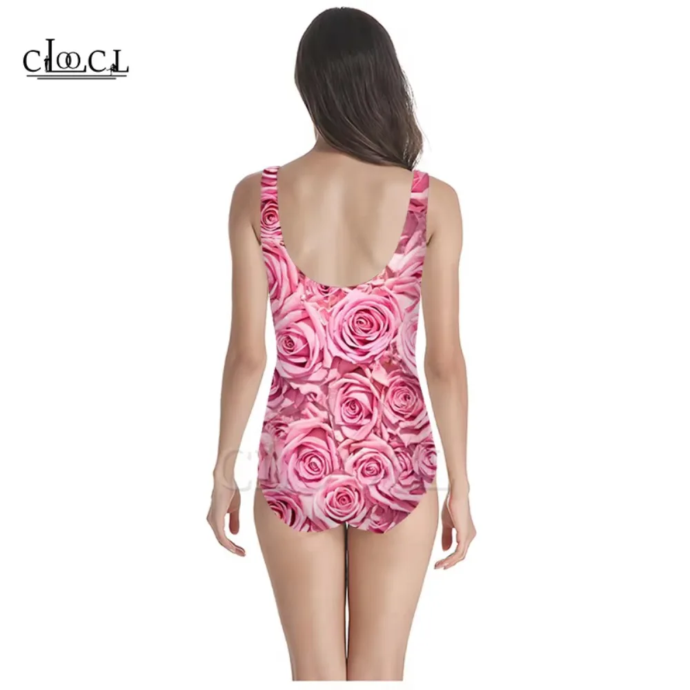 CLOOCL Fashion Colorful Rose Flower 3D Print Girls One-piece Swimming Bathing Suit Beachwear Sleeveless Sexy Swimsuit