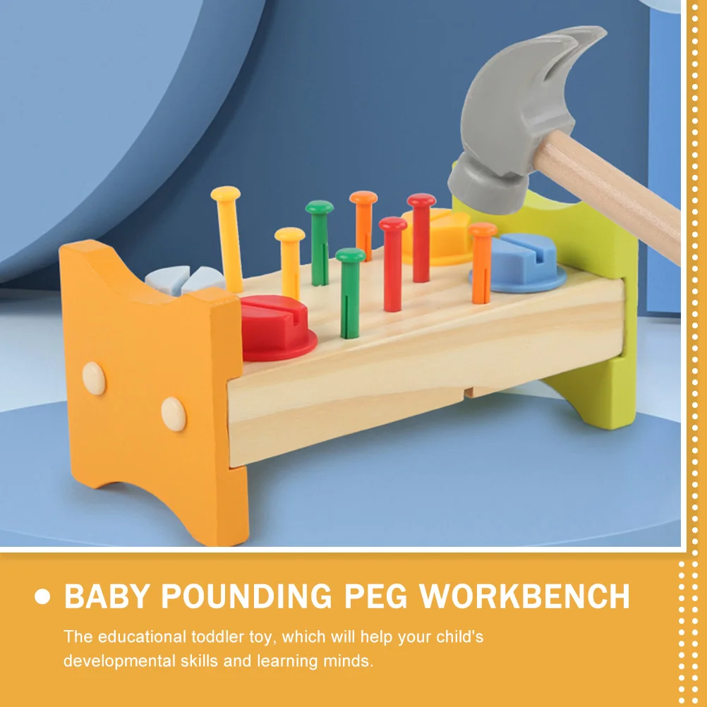 

1 Set Wooden Pounding Peg Workbench Toddler Educational Hammer Hand Eye Coordination Development Learning Gift for Kids