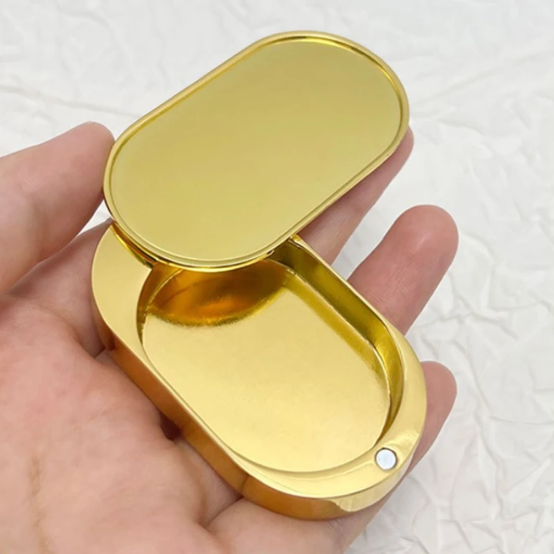 Solid Perfume Container Slide Lid Zinc Alloy Mini Refillable Balm Box Magnetic Closure Polished Surface Stainless Steel Inner