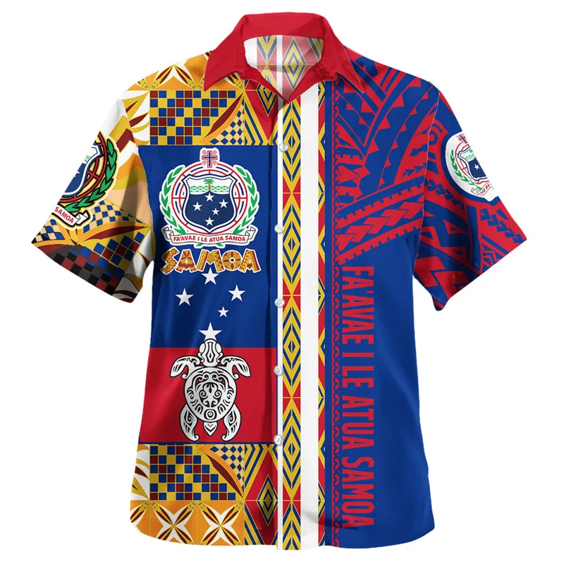 

Summer Harajuku 3D Printing American Samoa Tribal Coat Of Arm Shirts Men Fashion Streetwear Short Shirts Cool SAMOA Top Clothing