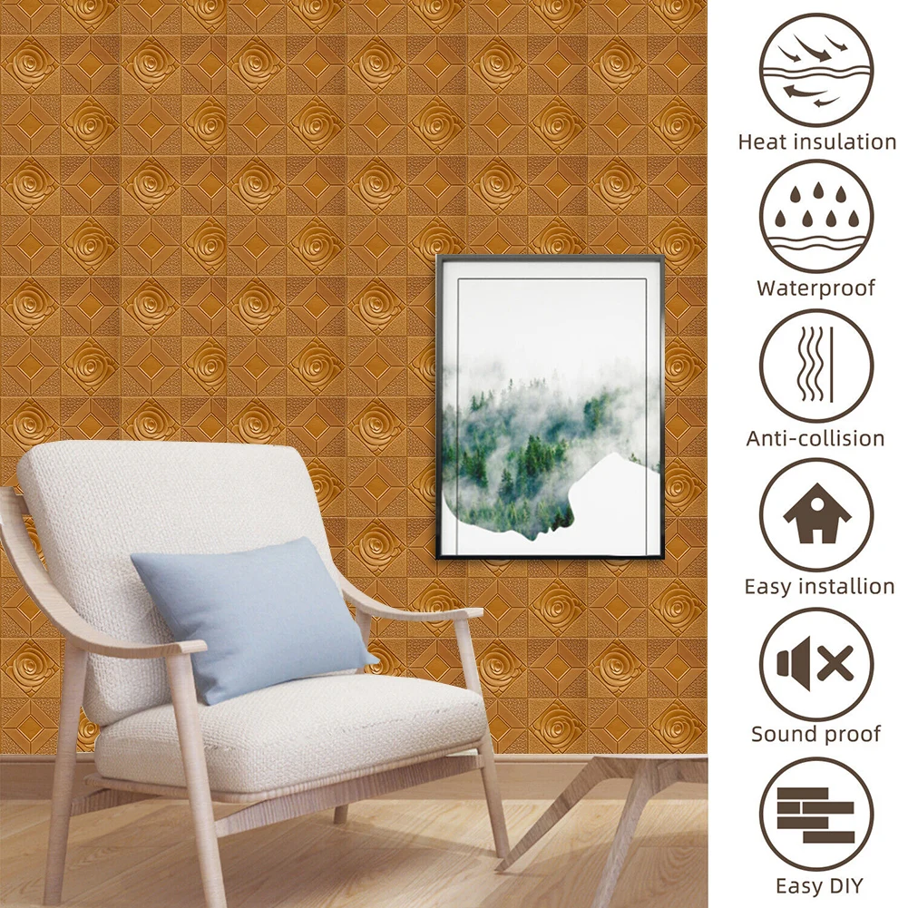 Sticker D Self Adhesive Tile D Self Adhesive Tile Home Decor PC Safe Soft Foam Panels Stone Brick Wall Sticker