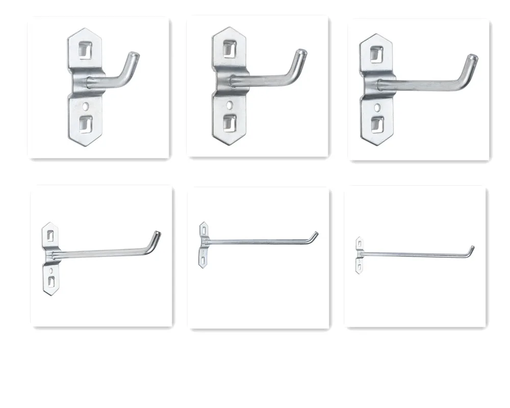 50pcs/lot Hole Board Hook Steel Oblique Hanger Hardware Tool Hammer/Pliers Wall Mount 25/50/75/100/150/200mm Storage Rack Garage