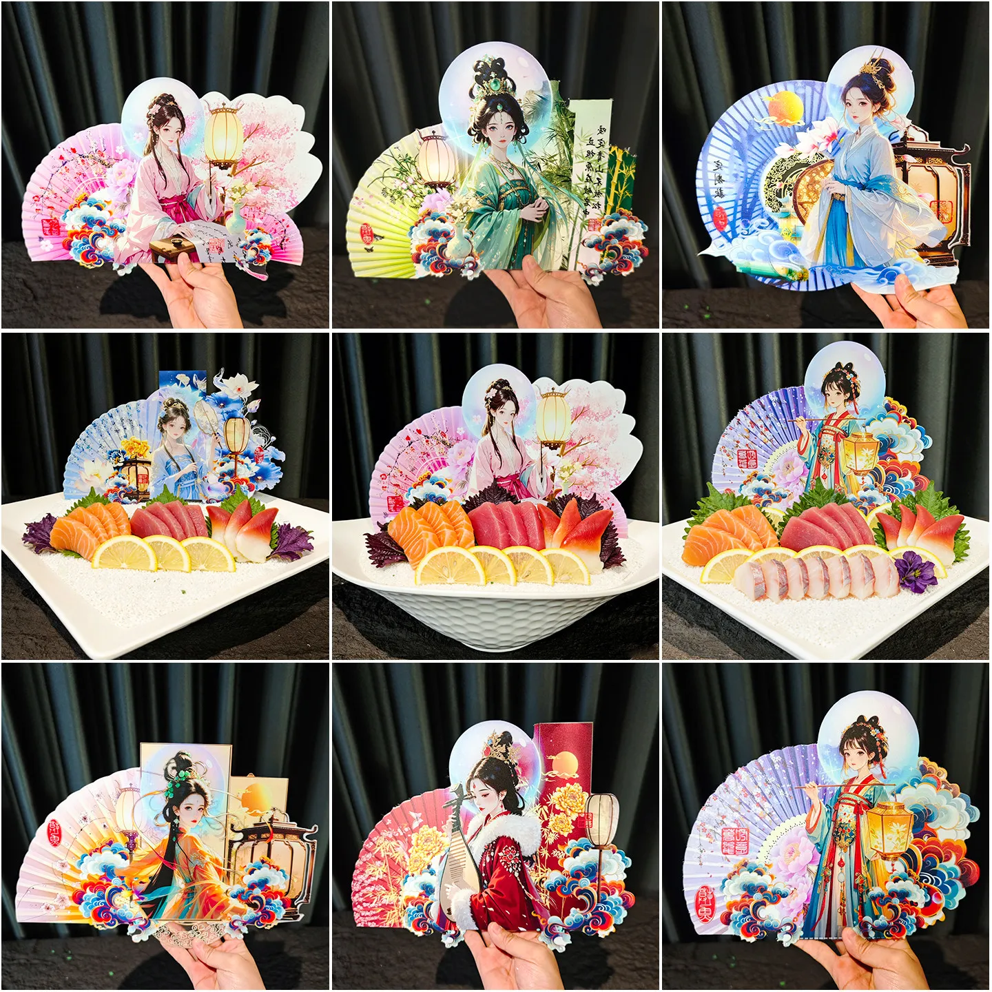 Ancient Style Beauty Sashimi Decorative Plate Seafood Salmon Sushi Cooking Kit Embellished Background Ornaments Kitchen Decor
