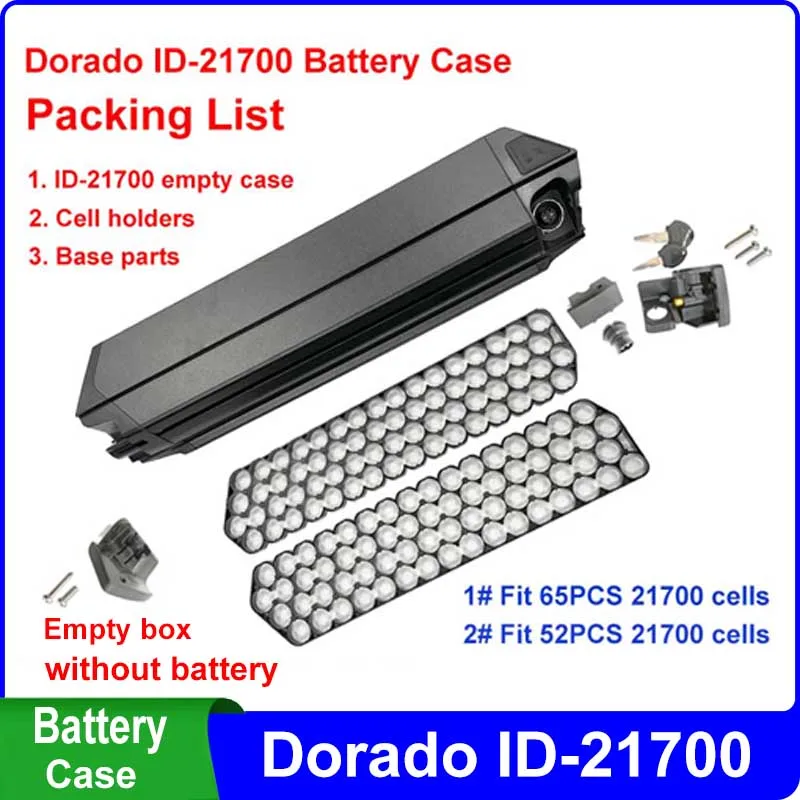 ID-21700 Box 36V 48V Dorado ID-2170 Case pasuje do 52 sztuk 65 komórek 21700 13 s5p 10S 6P taśmy z niklu 10S 13S 30A BMS do DIY ID eBike