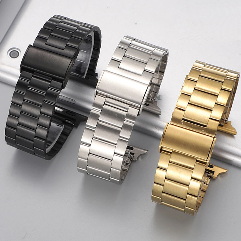 for Apple Watch Band Ultra 1/2 49mm 45mm 44mm 42mm 41mm 40mm 38mm Stainless Steel Strap for iWatch SE 9 8 7 6 5 4 3 2 1 Bracelet