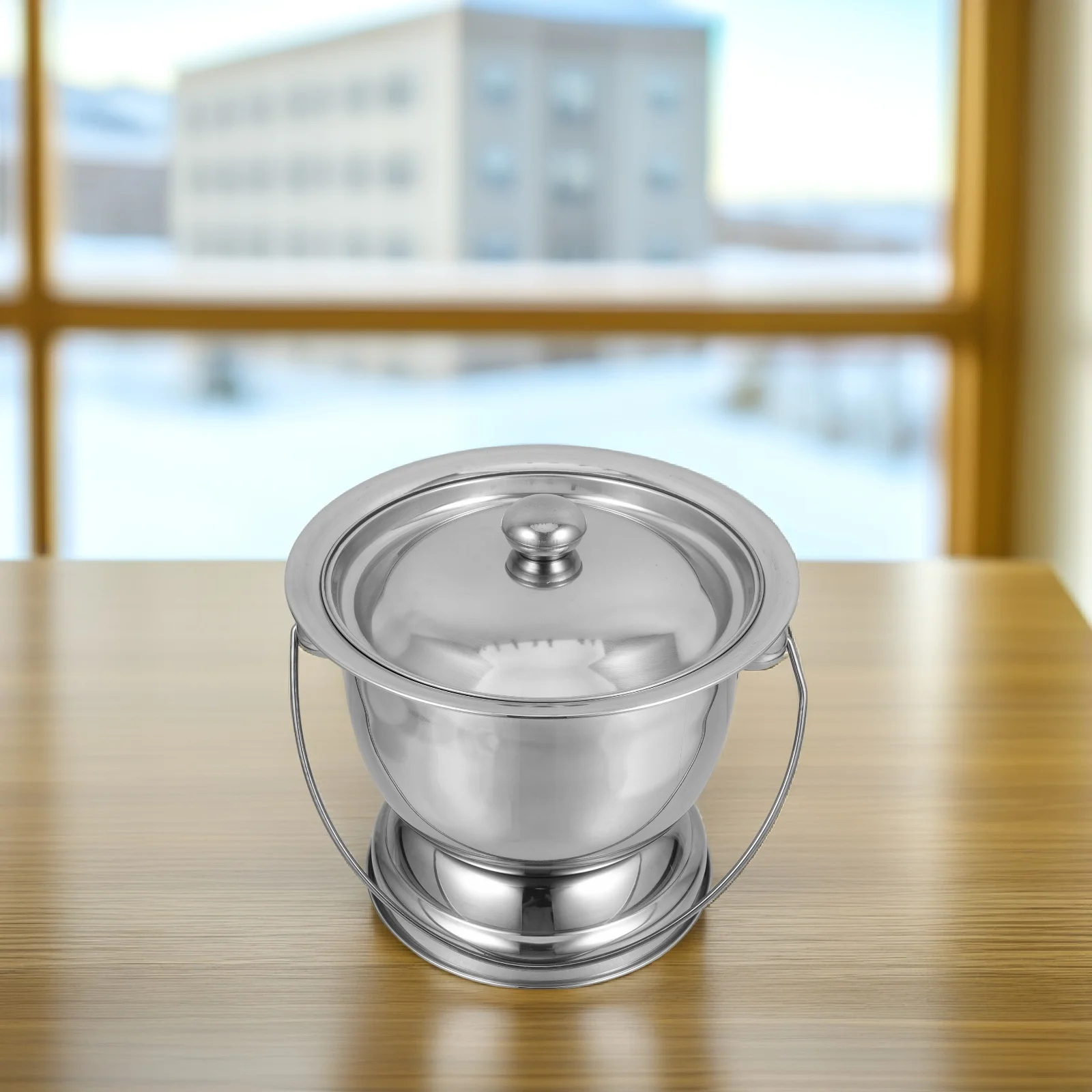 

Thickened Stainless Steel Spittoon for Children Adult Covered Night Urinal Bedside Commode Bucket Portable Durable Easy Clean