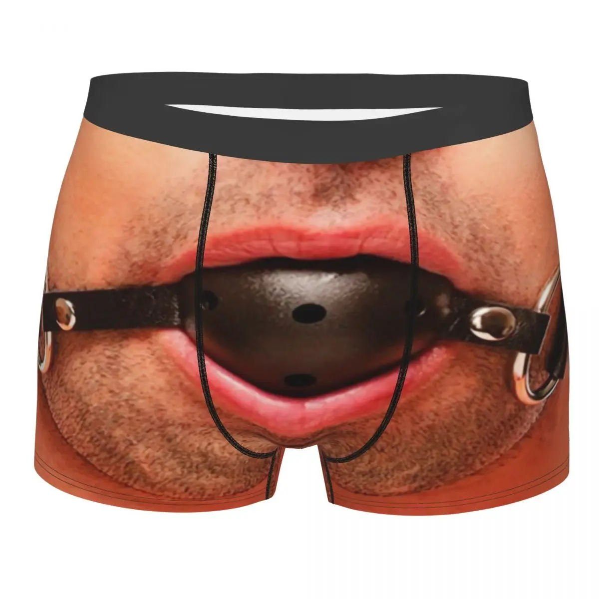 Gay Ball Gag Underwear Male Sexy Printed Customized BDSM Kink Sex Play Boxer Briefs Shorts Panties Breathbale Underpants