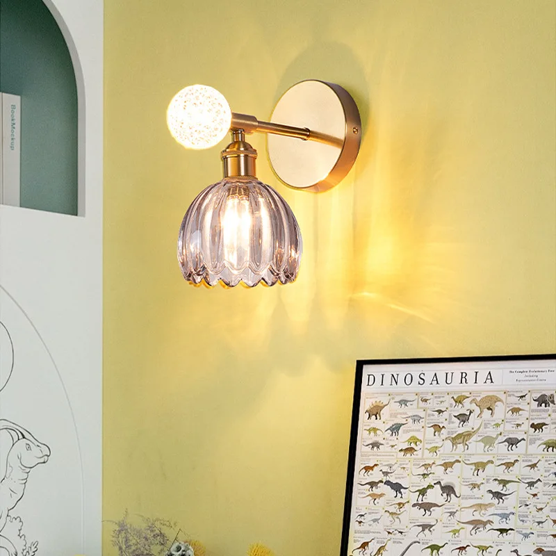 

Nice Retro Bedside Glass Aisle Wall Lamps Modern Lighting Balcony Light Luxury Mirror Front Lamps