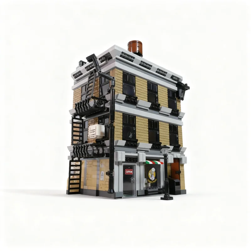 2712PCS MOC Modular Street Residence Model Architecture Realistic Bookshelf Buildable Design Brick Display Collection Toy Gift
