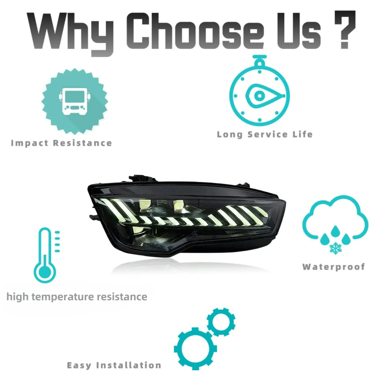 A7 DRL LED Modified Headlamp 2011-2018 High Beam Turn Signal Headlight Head Lamp Upgrade RS7 Style  Front Light for Audi