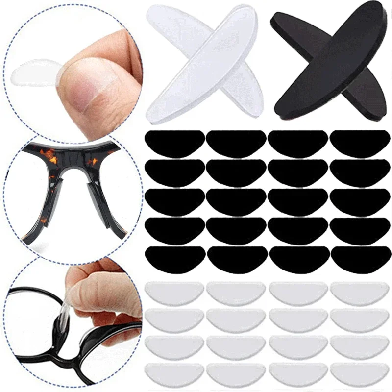 Glasses Nose Pads Adhesive Silicone Nose Pads Non-slip White Thin Nosepads for Glasses Eyeglasses Eyewear Accessories