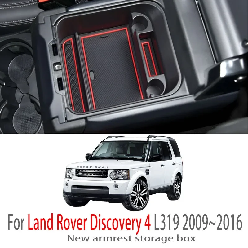 

Автомобильные аксессуары для Land Rover Discovery 4 L319 2009 ~ 2016 подлокотник центральной консоли внутренний ящик для хранения многофункциональное хранилище