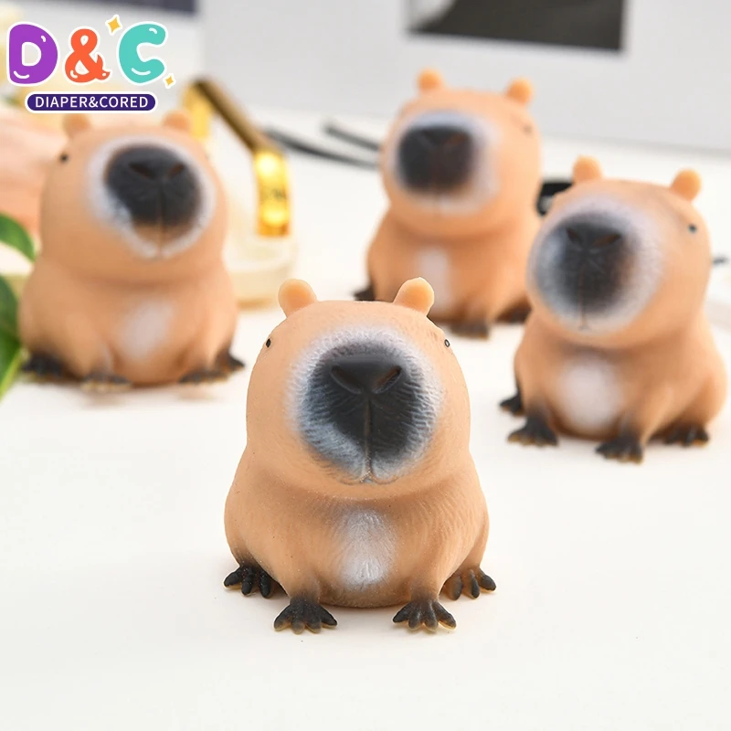 1PC Cute Cartoon Capybara Squeeze Toy Stress Relief Funny Animal Squeeze Toy Capybara Shape Pinch Toys Relax Gifts