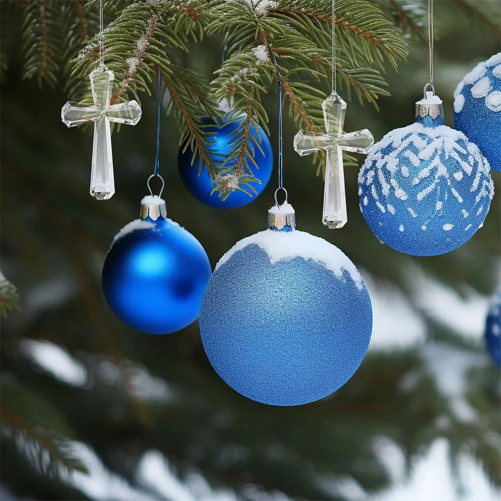 

4Pcs Clear Cross Acrylic Hanging Ornaments Christmas Tree Pendants Car Decoration Religious Christian Holiday Party Supplies