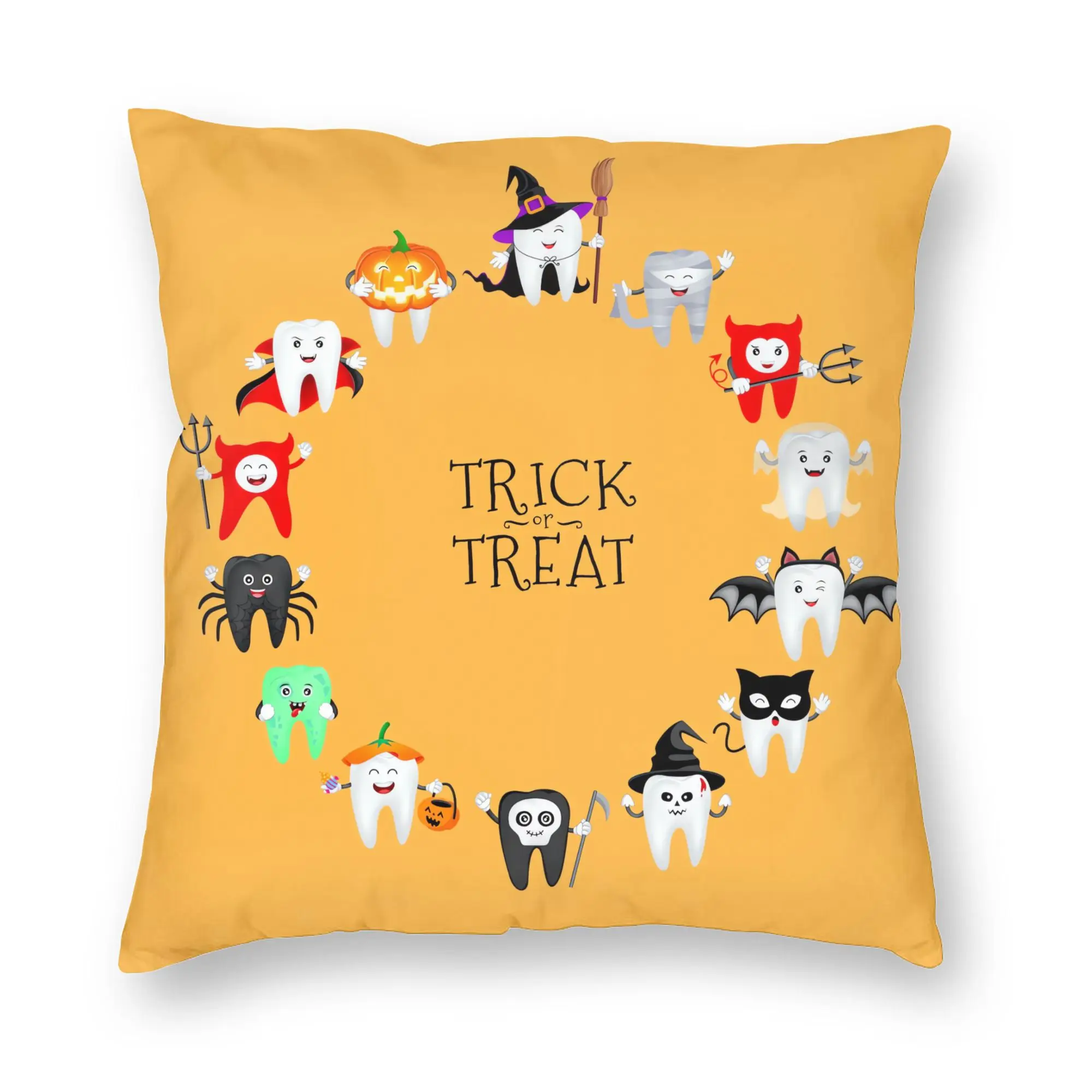 Cartoon spooky tooth Halloween Pillow Case  Comfy Pillow Cover For Office Car Home Decor Cute Funny Pillowcases