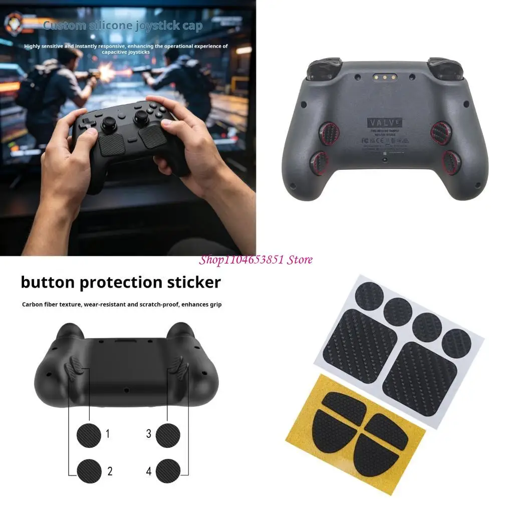Protector Sticker For Steam Controller 2 Full Coverage Skin Stickers In Carbon Fiber Texture For Enhances Grip Black 