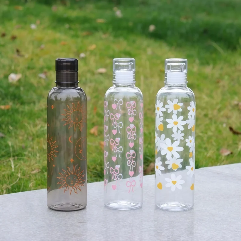 480ML Neue, schlicht bedruckte Wasserflasche, Sportwasserbecher, große Kapazität, tragbare Plastikbecher, Kinder-Schulwasserbecher, Motivationsbecher