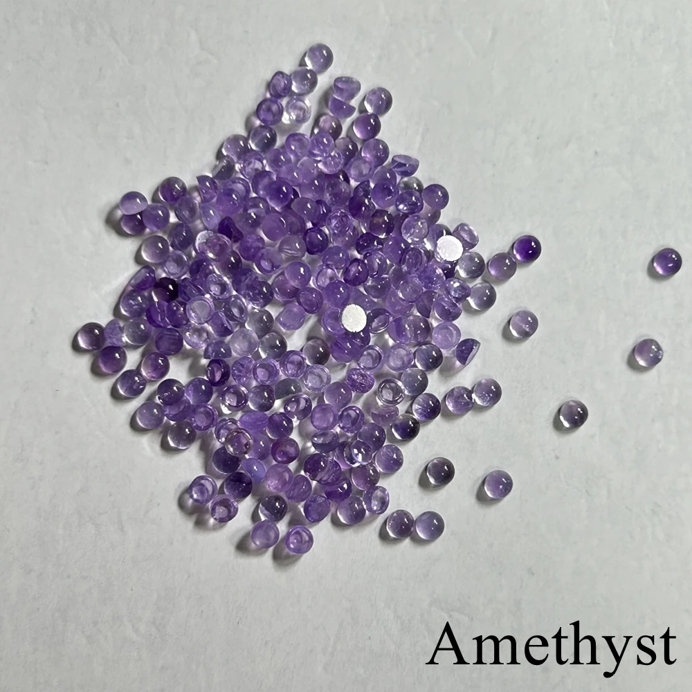 

1.5mm-4mm Natural Amethyst Flatback Round Cabochon Amethyst Stones