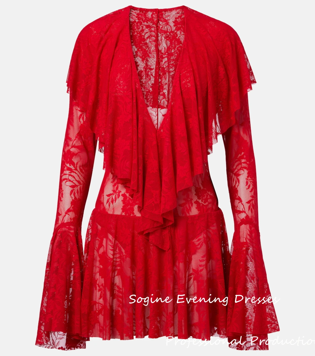 Cocktail de renda mini vestidos de festa para mulheres vermelho com decote em v vestido de baile 2025 elegante vestidos de praia formal فستانmavera