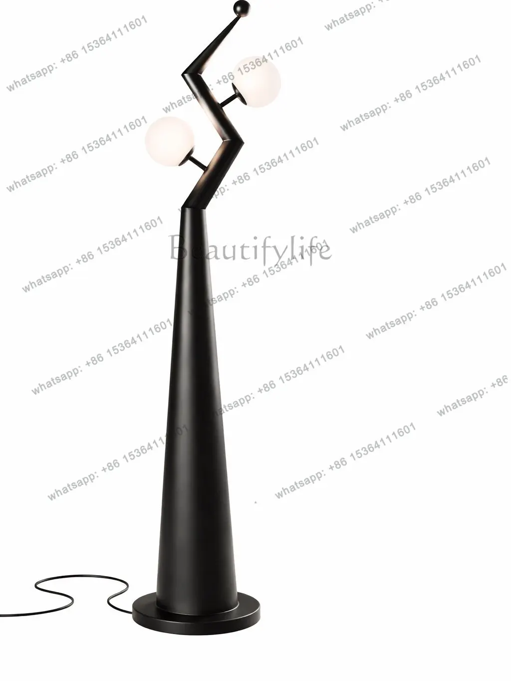 Modern simple iron floor, luminous objects, living room decoration, black vertical