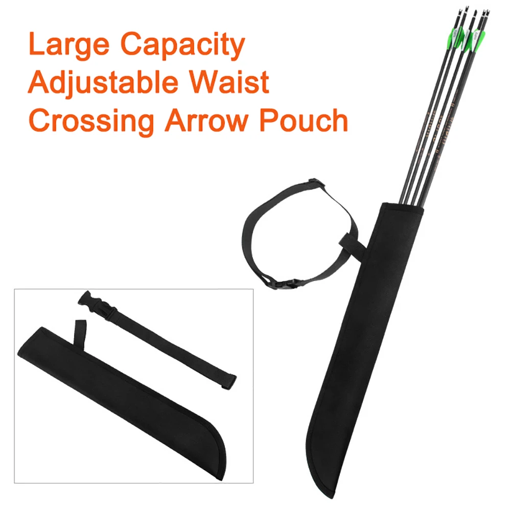 45cm Large Capacity Adjustable Waist Crossing Arrow Pouch Black Portable Quiver Arrow Pouch Arrow Storage Bag