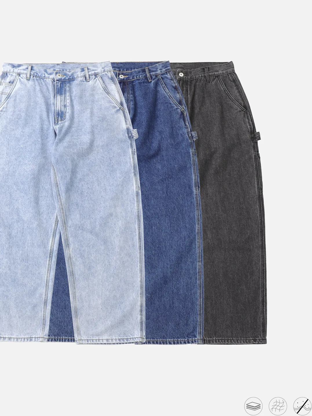 

Casual Loose Men's Jeans Winter Spring Cotton Blend Workwear Style Faded Washed Snowflake Detailing Comfortable Commute Pants