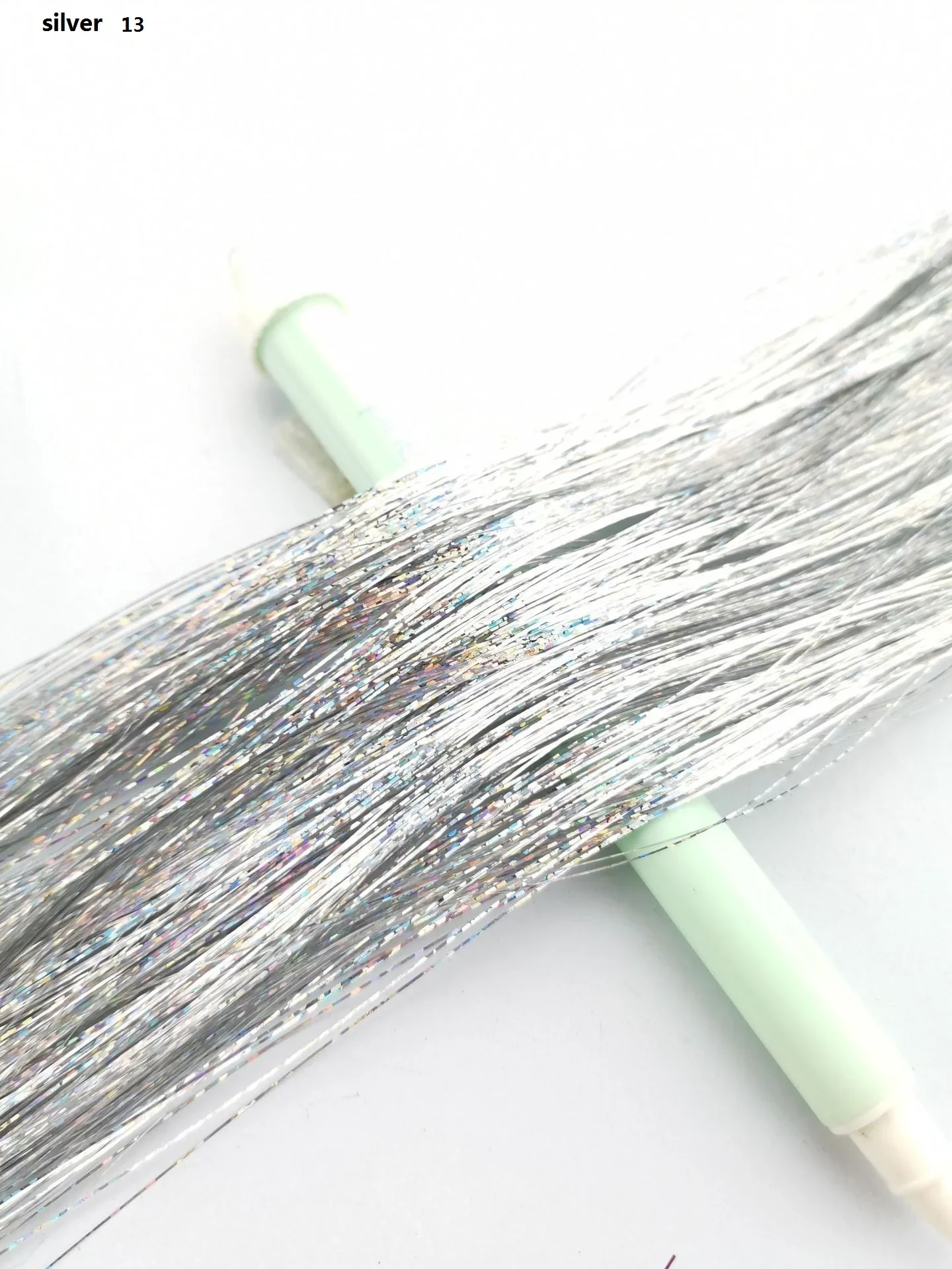 150 Stränge Bunter Glitzer-Haarverlängerungen, 100 cm Lang, Holografische Haaraccessoires für Partys und Veranstaltungen – Detail 15