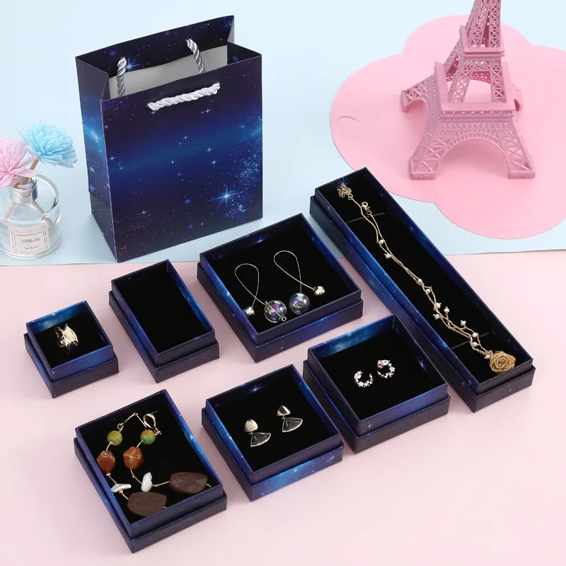 

20pcs Starry Sky Paper Cardboard Jewelry Boxes Storage Display Carrying Box For Necklaces Bracelets Earrings Square Rectangle