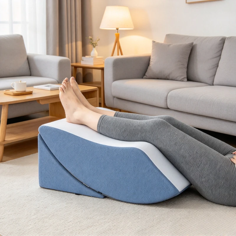 Leg Elevation Pillow, Memory Foam Breathable Washable Foot Rest Cushion for Varicose Veins, Sleeping Support for Home & Bed Use