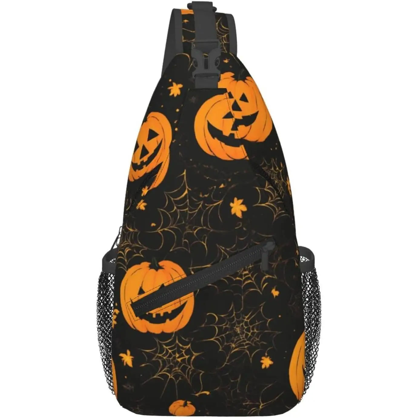 Halloween Pumpkin Print Cross Chest Bag Diagonally,Sling Bag,Shoulder Bag For Travel Hiking Work Reusable Multipurpose