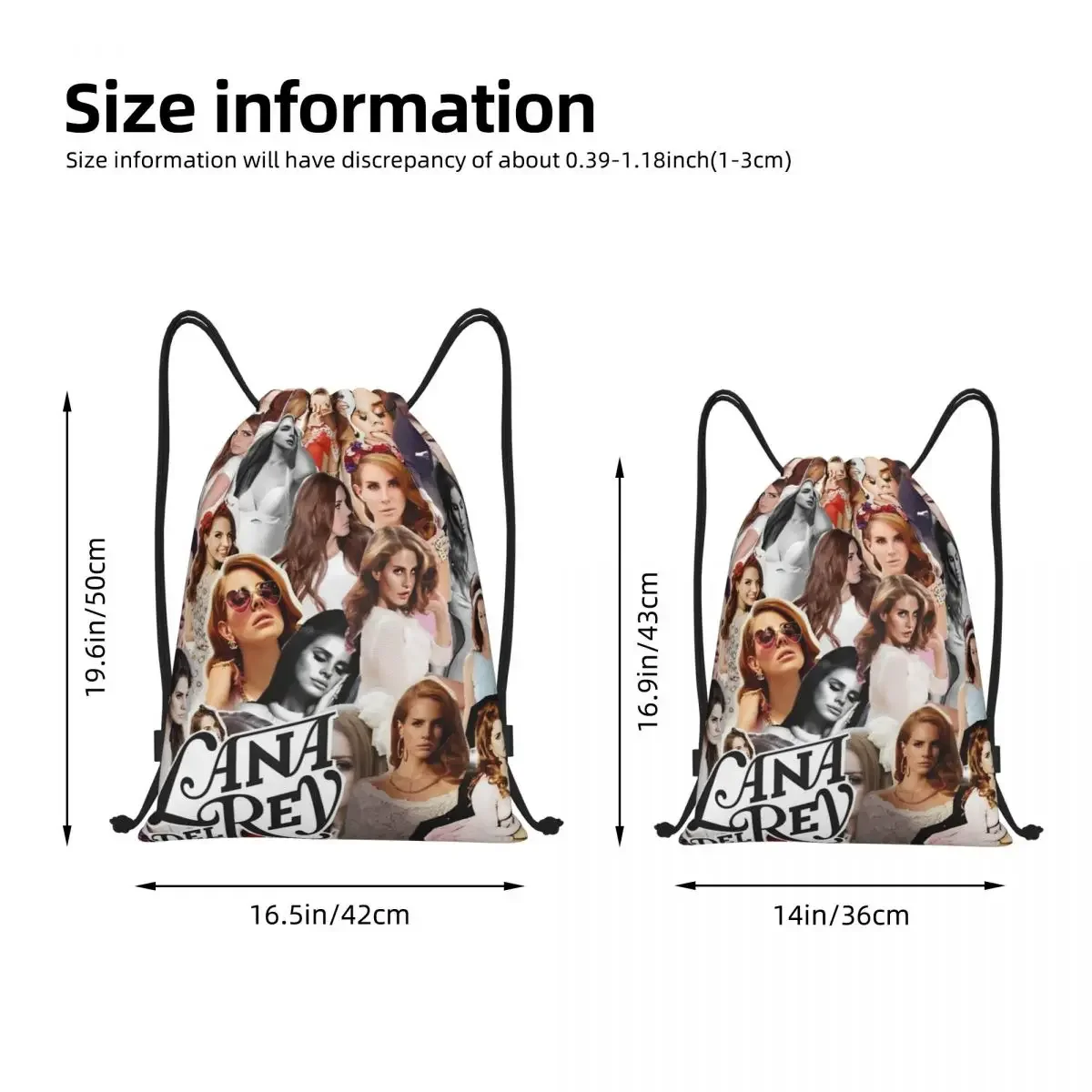 Lana Del Rey Singer Drawstring Bags Sports Backpack Gym Sackpack Water Resistant Vintage Collag String Bag for Working Out