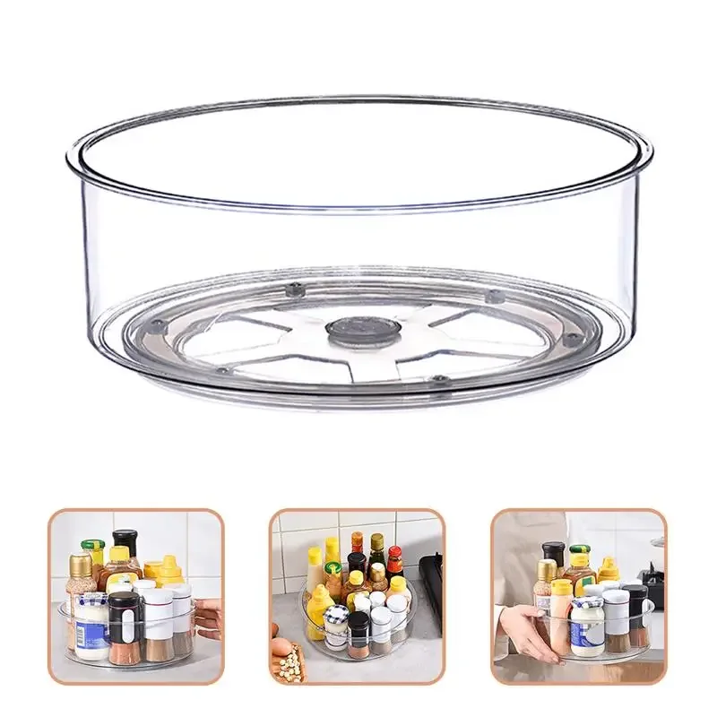 Susan Rotate Kitchen Snack seasoning holder, transparent tray, turntable cabinet, lazy storage, seasoning bottle storage