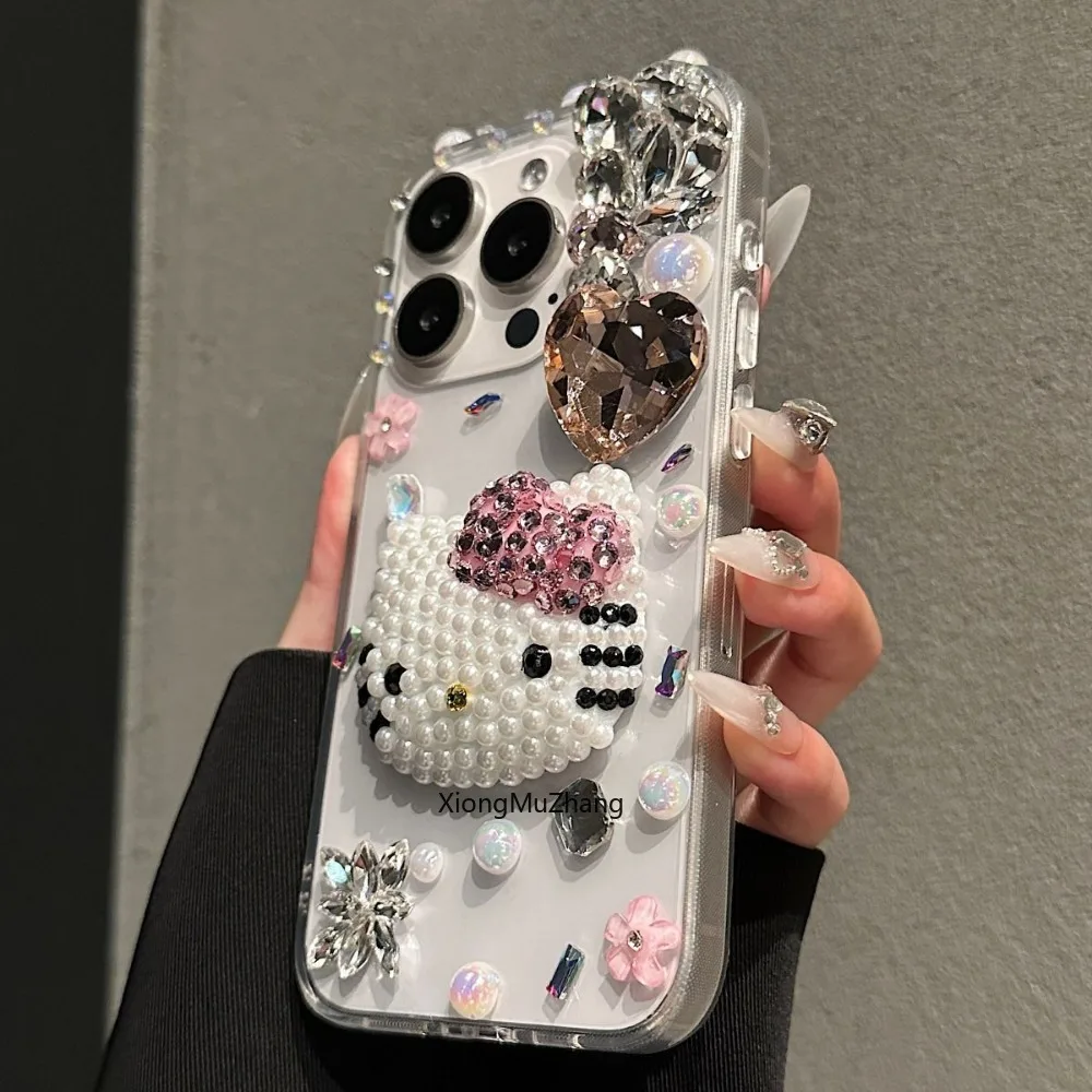 Sanrio Hello Kitty Diamond Flower Hülle für iPhone 18 15 Pro Max 17 16 14 13 Pro 12 11 Pro Max Modische Luxus-Schutzhülle – Detail 3