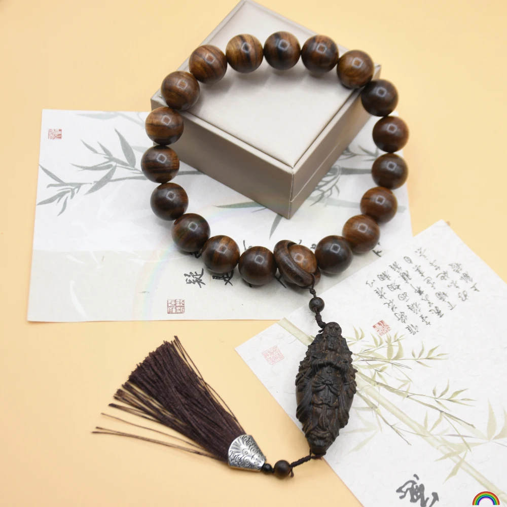 

Natural Honey Fragrance Handheld Bodhisattva Chess Tiger Pattern Wooden Buddha Bead Ornament Car Hanging Rwbuy Brand Design