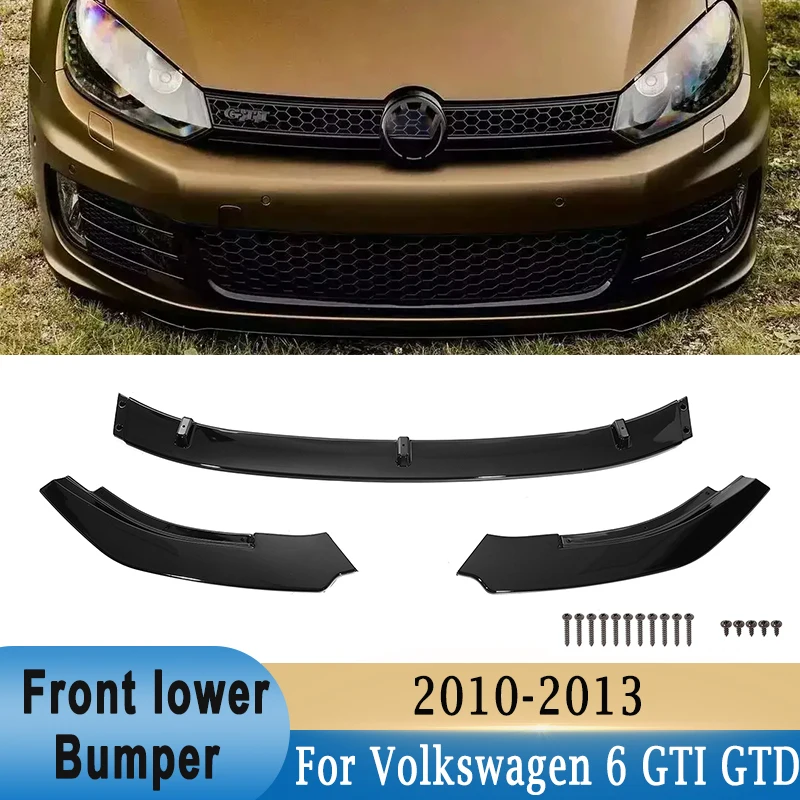 

Front Bumper Lower Lip Spoiler for Volkswagen Golf 6 MK6 GTI GTD 2010-2013 Front Lower Bumper Modification Decoration Body Part