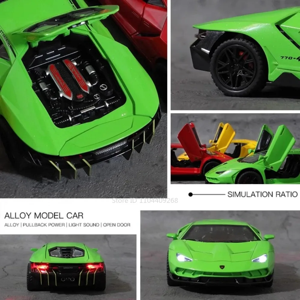 Lambor-modelo de juguete Lp770 SIAN 1:32, coche fundido a presión con sonido, luz, puertas extraíbles, cuerpo de Metal abierto, neumáticos de goma, vehículos, regalos para niños