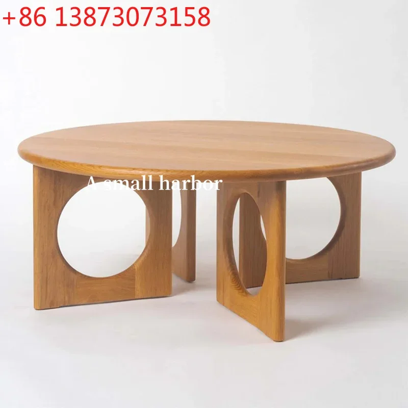 

FTavolino semplice in noce Francese retrò in legno massello semplice piccolo appartamento rotondo creativo casa di fascia alta