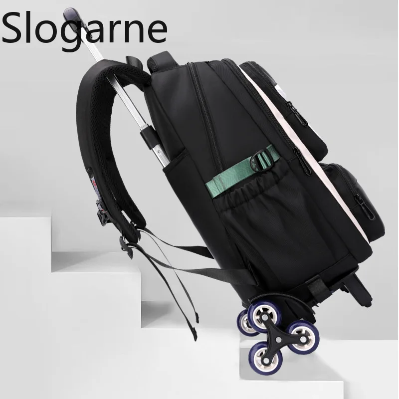 School Bag Kids Rolling Backpack for Boy Wheeled Backpack School Bag with Wheels Trolley Bookbag Carry on Luggage with Lunch Bag