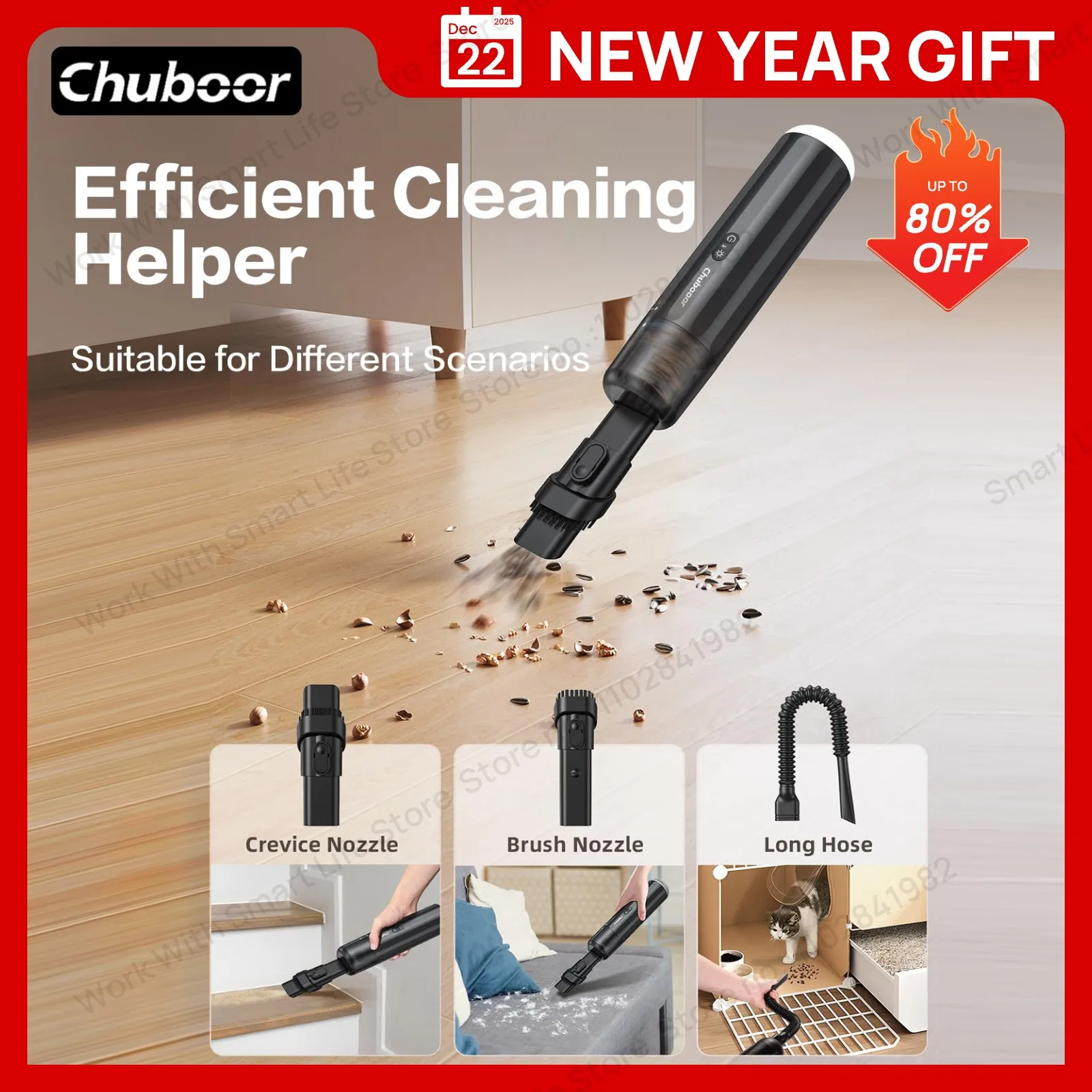 

Gift Choice - 6-in-1 Mini Cordless Vacuum Cleaner, Powerful 10kPa Suction, Portable Handheld Vacuum Cleaner, for Cars&Homes