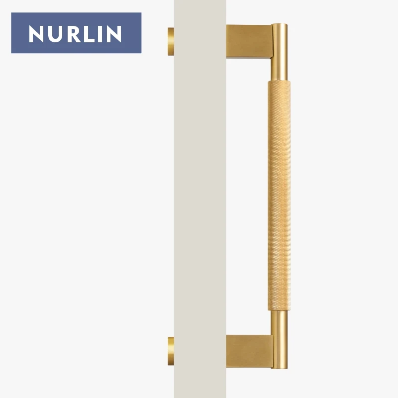 Nurlin Solid Brass Door Double Single Sided Cross Knurled Kitchen Refrigerator Appliance Closet Pull Bar Wood Gate Glass Door