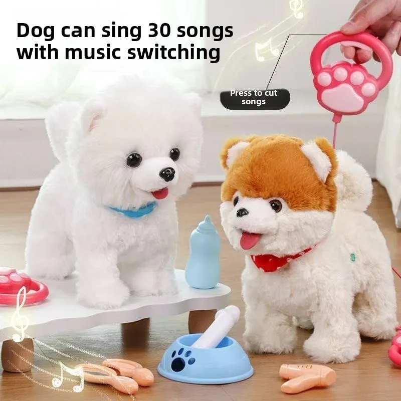 ของเล่นสุนัขจำลองแบบเลียได้ ขยับได้ เสียงเห่า วัง วัง ฝึกพูดได้ ตุ๊กตาสัตว์เลี้ยงอิเล็กทรอนิกส์สำหรับเด็ก