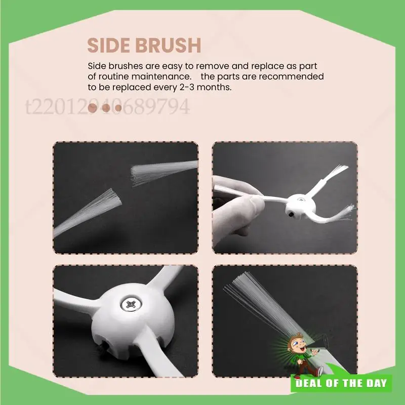 -ABPO 6Pcs Side Brush Replacement For Xiaomi Roborock S6 S6 Pure S5 S5 Max S4 E4 E20 E25 E35 C10 S50 S51 Robot Vacuum Parts