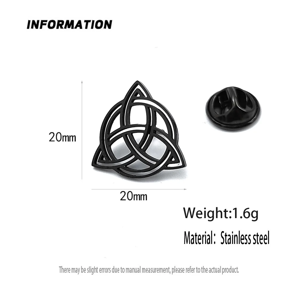 New hollow Celtic knot lapel pin, fashionable stainless steel badge retro style brooch suit accessories, suitable for party wear