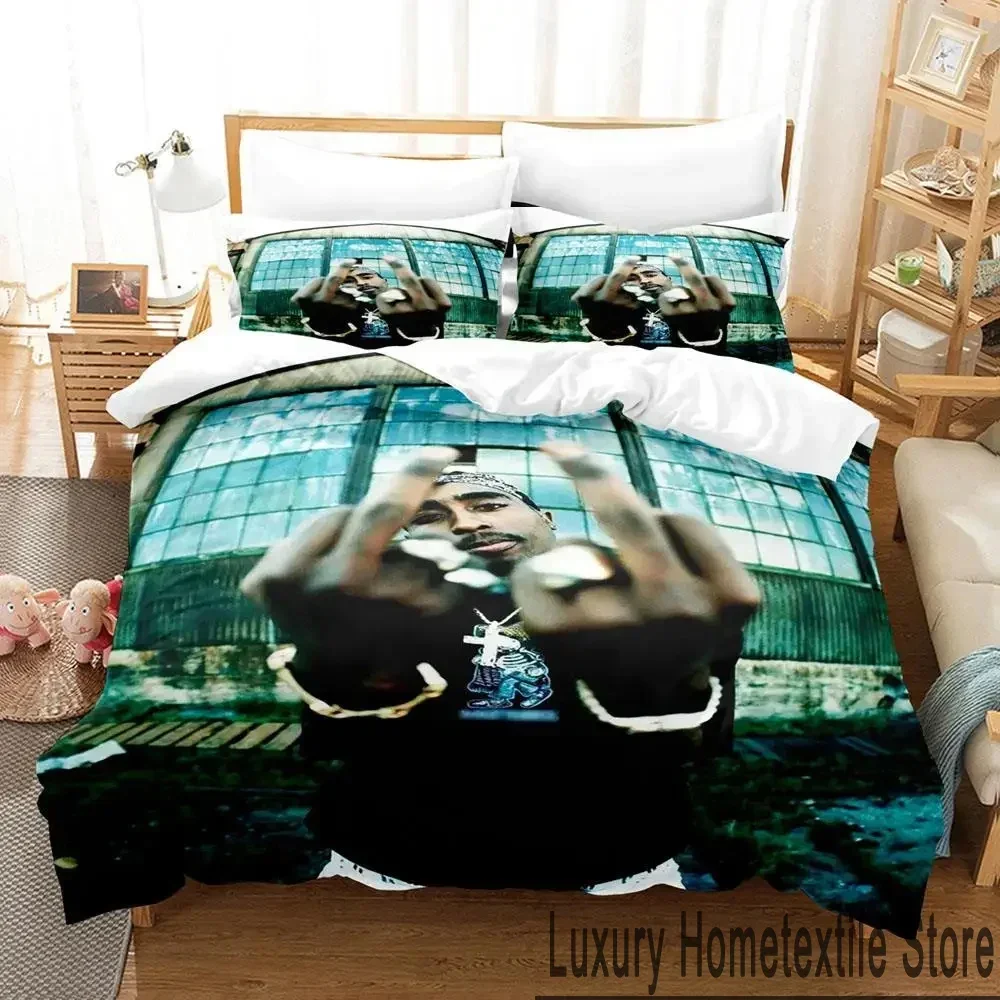 Exquisite 3D Print Tupac Amaru Shakur 2 PAC Bedding Set,Duvet Cover Bed Set Quilt Cover Pillowcase,King Queen Twin Size Boys Gir