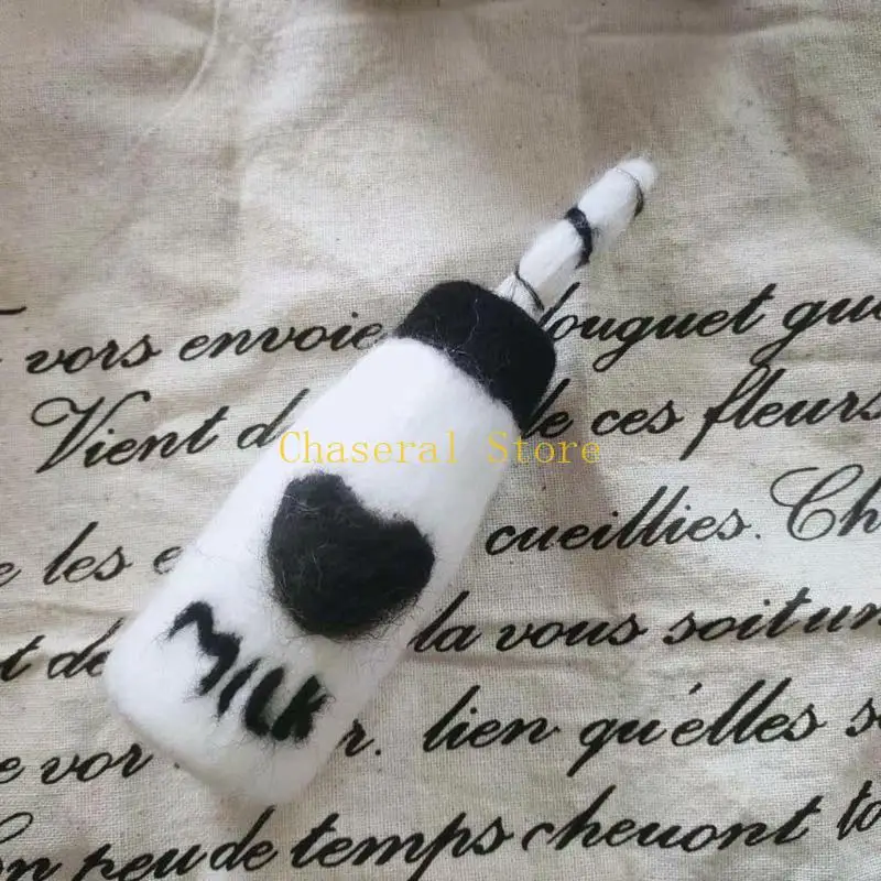 

E7CE DIY детская шерстяная фетровая бутылочка для молока + печенье, украшения, набор реквизита для фотосъемки новорожденных