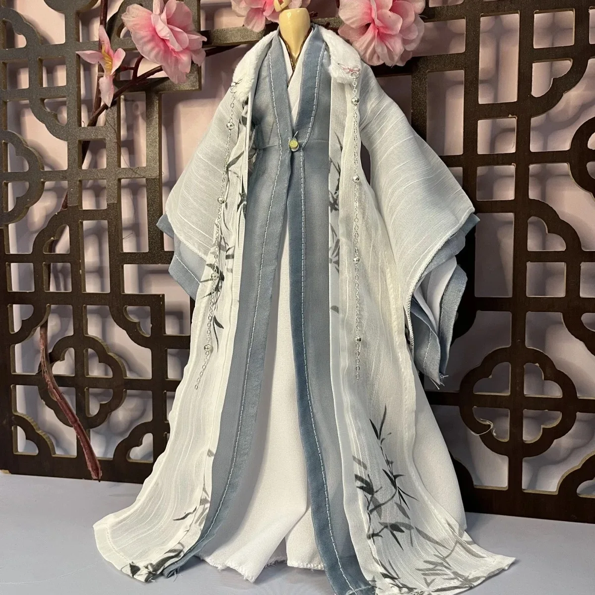 In Stock 1/6 Scale Wei Jin Style Cross Collar Printed Men's Hanfu Full Set Of Ancient Costumes Fit 12 inch Action Figure Body